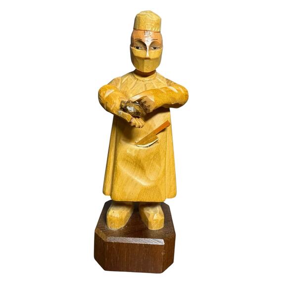 Vintage ANRI Figure Surgeon Cardiologist Wood Carving Handcrafted Italy Doctor - Picture 1 of 14